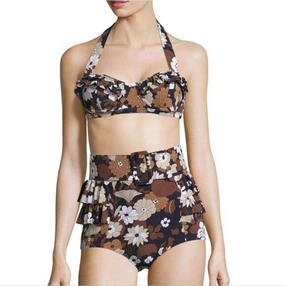 Michael Kors Collection Women's Brown & Black Floral Print 2 Piece Set - Picture 1 of 14